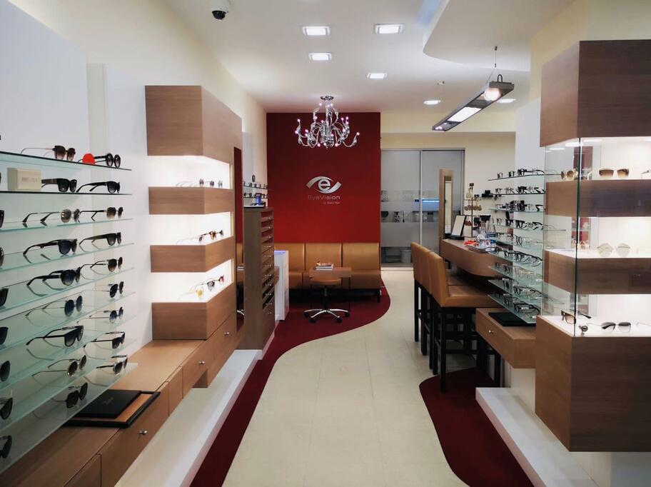 Studio at the Hauptwache showcasing a diverse array of glasses displayed prominently for customers to browse and choose from.